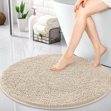 30-inch Round Bathroom Rugs, Extra Soft and Absorbent Chenille Bath Rugs, Qui.
