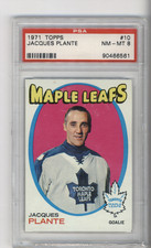 1971 TOPPS HOCKEY #10 JACQUES PLANTE PSA 8