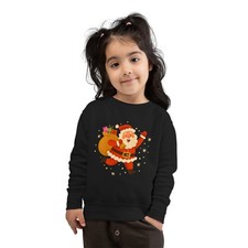 Santa Claus with Gift Sack Toddler Sweatshirt  Cute Christmas Kids Top