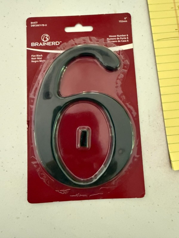Brainerd 6" House Number 6 Black Rustic