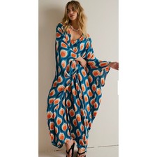 Free People Peacock Kaftan Sophisticated & Fun Maxi Relaxed Fit Dress One Size