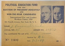 Contribution receipt 1944 Franklin D. Roosevelt & Harry Truman *FREE SHIPPING*