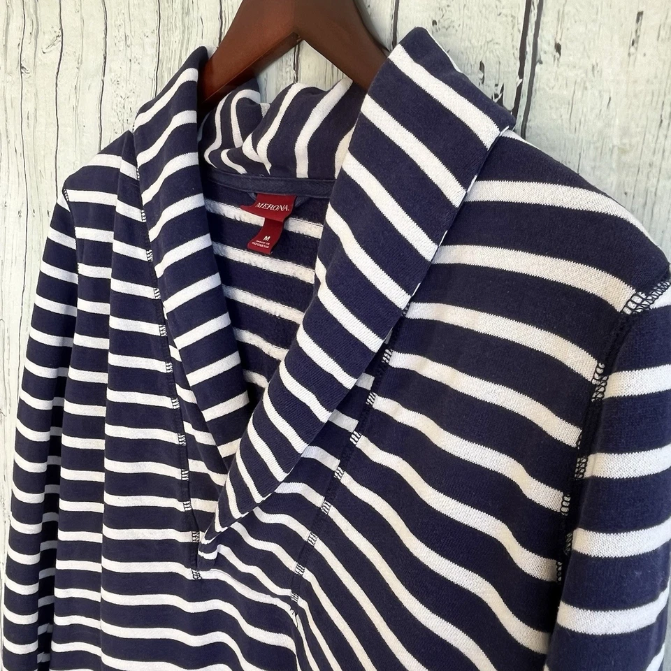 Sudadera polar náutica con cuello chal Merona para mujer talla M pescador preppy Foto 4 de 4