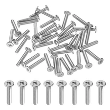 100-Pack Flat Head Machine Screws, M3x16mm 304 Stainless Steel Phillips Screws