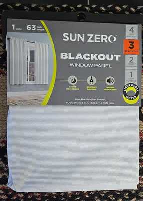 Sun Zero Avery Level 3 Blackout Curtain Set of 2 panels 40 x63  @hi53 Rod Pocket