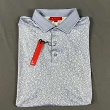 Redvanly Golf Shirt Polo Sleeve Logo Bendall Floral Print Large Lavender $110