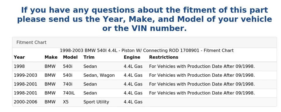 1998-2003 BMW 540I 4.4L - Piston W/ Connecting ROD 1708901 - Image 4 of 4