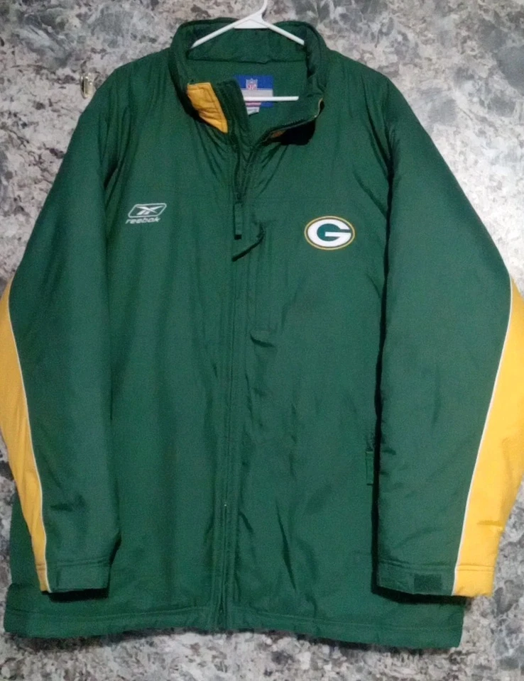 Abrigo/chaqueta Green Bay Packers Reebok equipo NFL ropa sobre el campo, verde, talla XL Foto 2 de 4