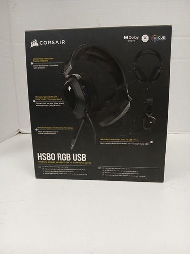 Corsair HS80 RGB USB Wired Gaming Headset, Black MIC DOESN'T WORK - Picture 2 of 9