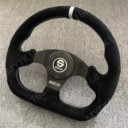 Sparco Suede Leather Racing horn Steering Wheel Black +Silver Style 13in 320MM - Picture 4 of 7
