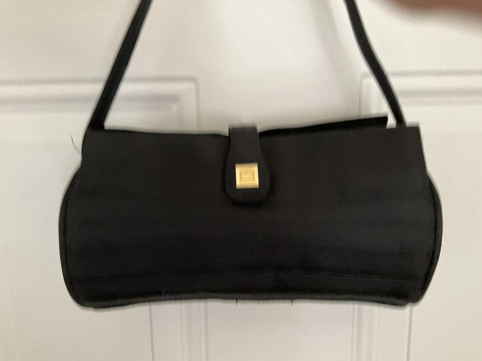 Herve Leger Paris Black Fabric Purse or Cosmetic Bag Handbag Handle Snap Close - Image 4 of 4