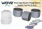 Wave Spa Heater Pump Inlet & Outlet Cap Set (3 Pcs) | Replacement Parts