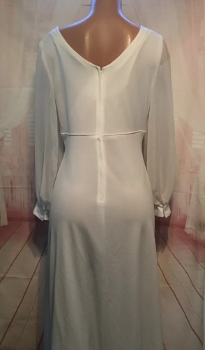 Vintage Silver Foil Lame' Dress Paisley Sheer Sleeve Long Maxi Size 14 - Picture 6 of 7