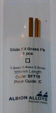 ALBION ALLOYS SFT15 SLIDE FIT BRASS SQUARE TUBE PACK 1.6,2.4 & 3.2mm x 305mm