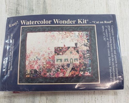 Whims Watercolor Wonder Kit Quilt Kit Cat on Roof 1996 Finished Size 15" x 30"