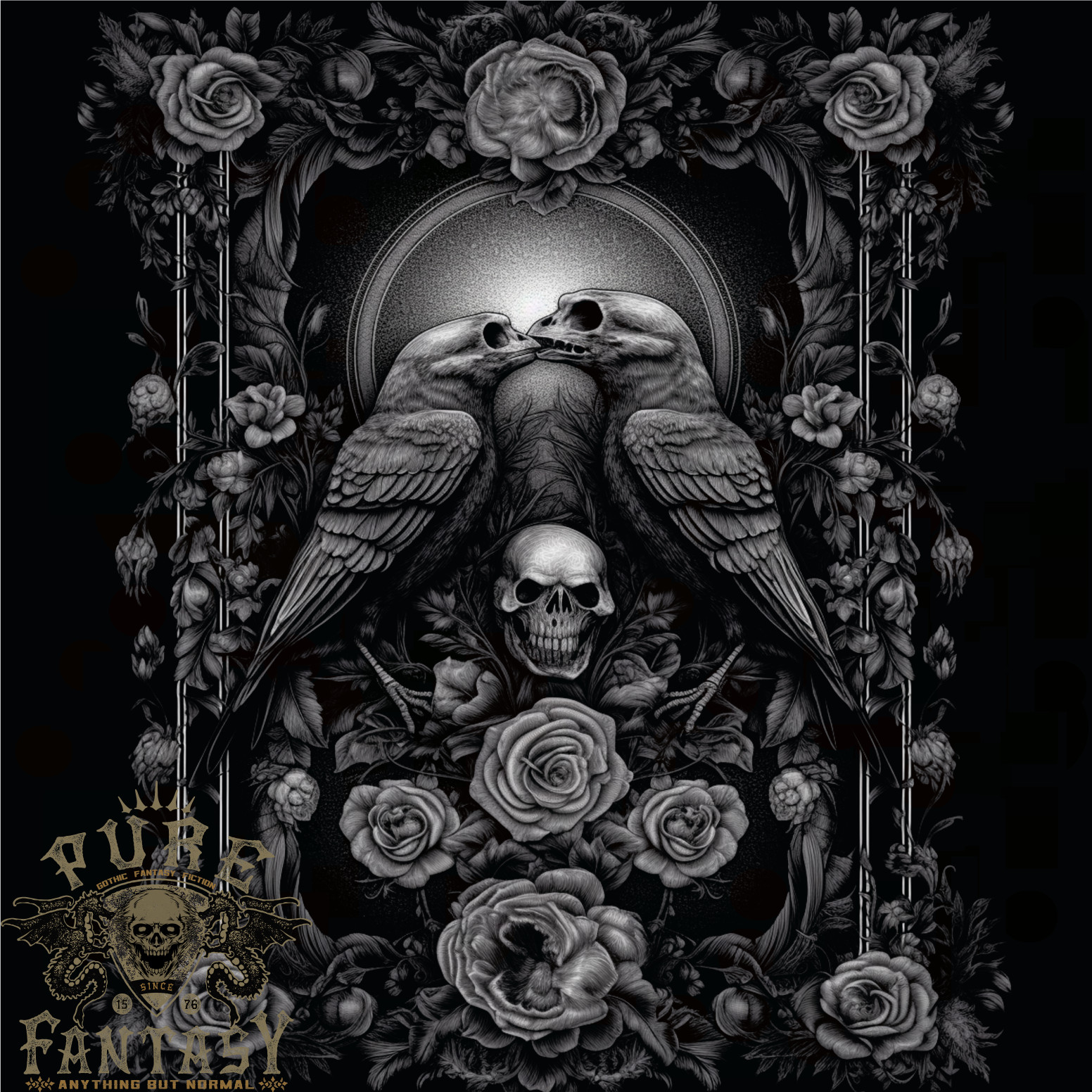 Muerto Cuervos Cráneos Y Flores Gótico Camiseta Hombre 100% Algodón