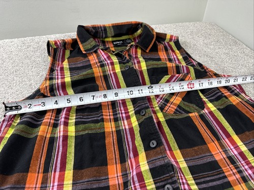 Vintage 90s Orange Red Yellow Multicolor Plaid Button up Collared Shirt Vest 1X - Picture 4 of 5