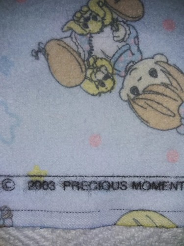 Precious Moments 2003 Blue Flannel Fabric by Spectrix Cotton 1 Yard 17"x 44" - Picture 8 of 9