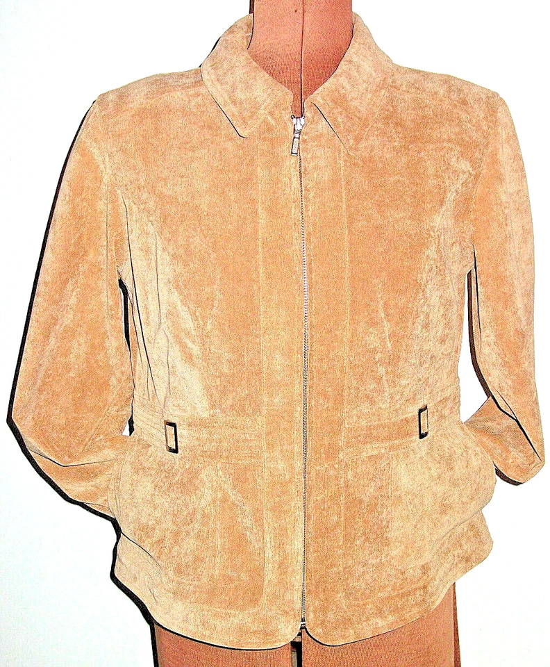 Chaqueta/Talla M Tostada CHRISTOPHER & BANKS Manga Larga Mezcla Cuello Cremallera Completa Sin Forro Foto 3 de 4