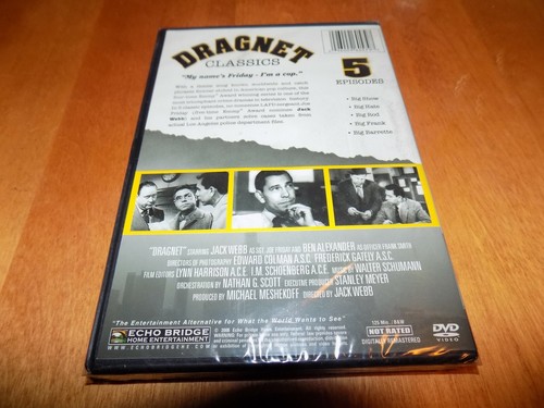DRAGNET TV CLASSICS 5 EPISODES 1960's Police Crime Series Television DVD NEW - Picture 2 of 2