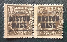 US 1925 1/2c Scott 551 Hale Pair BOSTON MASS Inverted Precancel F 5135