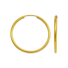 NEW 14K Gold 2mm Round Endless Seamless Hoop Earrings 1Pair Solid Gold Earrings