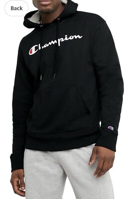 NWT Champion Reverse Weave Men s Powerblend  Hoodie Size M Black Script Logo