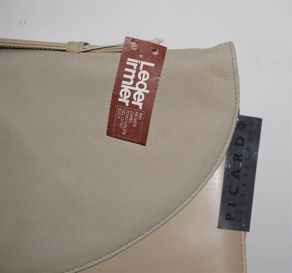 Vintage Rareté Original PICARD Sac En Cuir Beige - Photo 2/4