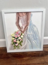 Wedding Dress Hand Painting Embroidered Wall Art 12x16”