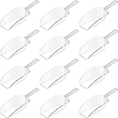 12x Clear Plastic Acrylic Kitchen Scoops Multipurpose Ice Dessert Buffet Scoop