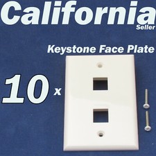 10 Faceplate 2 Port Keystone Jack RJ45 CAT5 CAT5e CAT6 Network Wall Plate White