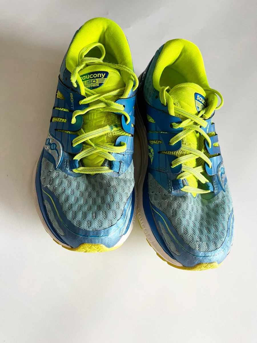Saucony Womens Triumph ISO 2 S10290 4 Blue Lime Running Shoes Lace Up Size 8.5