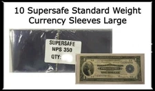 Currency Sleeves Large US/World Banknotes 10 Clear Supersafe 5mil Holders NPS350