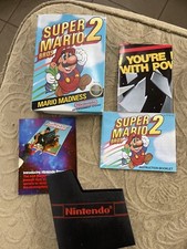 Original NES Nintendo Super Mario Bros 2 BOX MNUAL Black Seal Near MINT NO GAME