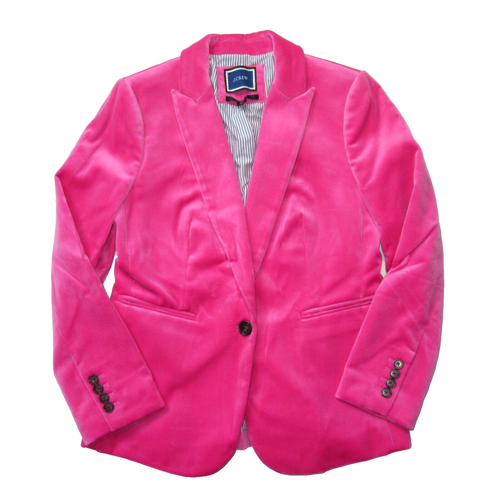 NWT J.Crew Parke Blazer in Bright Begonia Pink Cotton Velvet Jacket 6P - Picture 2 of 5