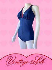 DeWeese Vintage Navy with Red Piping One-Piece Medium V/G Condition