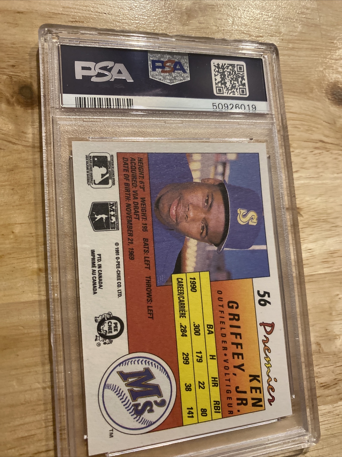 Ken Griffey Jr. Vintage PSA 8 Card O Pee Chee Premier 1991 Baseball Card WA GIFT view 10