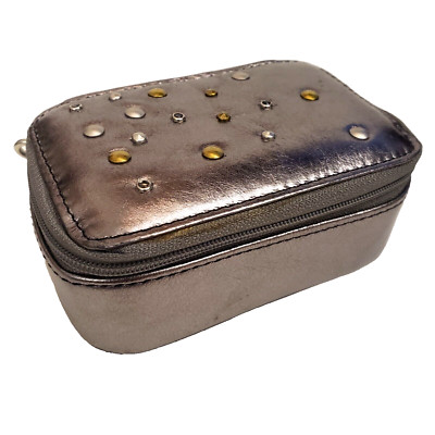 FOSSIL Genuine Leather Zip-Around Weekender Travel Jewelry Case 4.5 x 3 x 1.5''