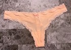 NWT VICTORIA'S SECRET DREAM ANGELS SMALL PEACH SMOOTH LACE RARE THONG PANTIES