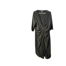 Chaps Black Deep V Knot Twist Bodycon Wrap Crossover Knee Dress 18