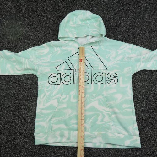 Adidas Hoodie Girls XL Extra Large Mint Green & White Long Sleeve Running Youth - Picture 6 of 11