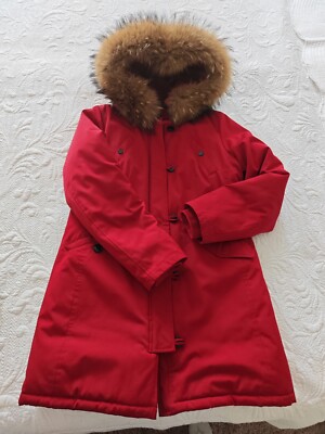 Parka Jacke Damen Rot XXL Echtfell Kragen ❣️ Winterjacke Arctic