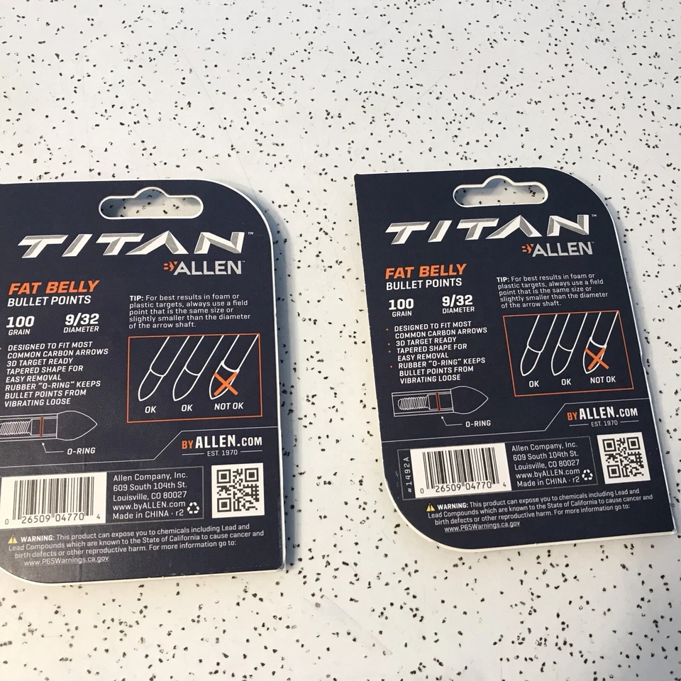 Titan Fat Belly 100GR Target Points 2 6 paquetes 1 paquete Limbsaver Twistlox nuevo Foto 4 de 4