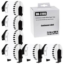 6Rolls 62mmx30.4m DK-2205 Continuous Tape for Brother QL Label Printer