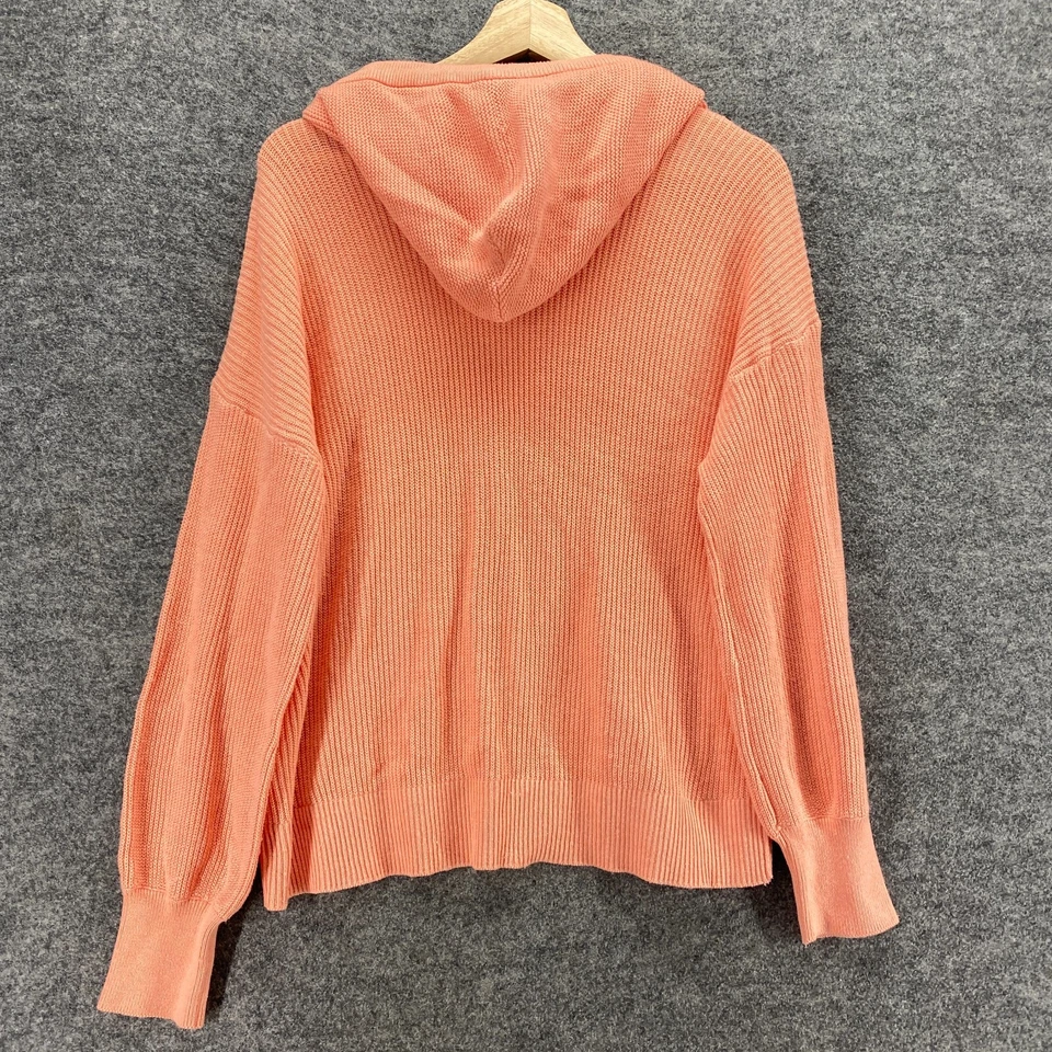 Sonoma Hoodie Women M Medium Pink Hooded V-Neck Button Long Sleeve Cotton Casual - Image 2 of 4