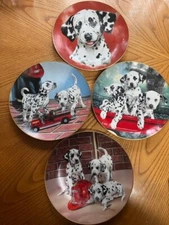 SET OF FOUR PRINCETON GALLERY DALMATION 8 1/4" PORCELAIN PLATES