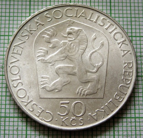 CZECHOSLOVAKIA 1970 50 KORUN, VLADIMIR LENIN 100th Birth Anniversary, Silver UNC - Picture 2 of 6