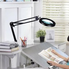 USB 5X Magnifying Glass Desk Lamp Magnifier LED Light For Reading Nail Beauty