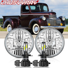 Pair 7inch Round Led Headlights With Drl Turn Signal For Chevy Truck 1947-1957