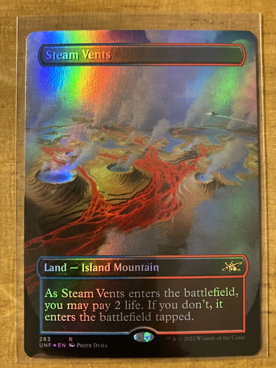 MTG✨STEAM VENTS BORDERLESS FOIL ✨Unfinity MINT RARE Dual MTG✨STEAM VENTS BORDERLESS FOIL ✨Unfinity MINT RARE Dual